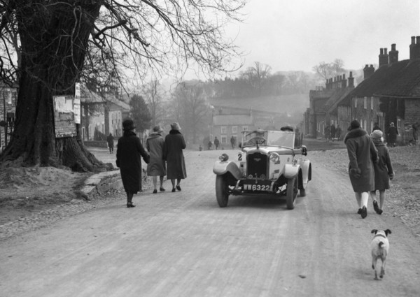 Rover 10/25 of C Thackray, Ilkley & District Motor Club Trial, Coxwold, North Yorkshire, 1930s. Artist: Bill Brunell.