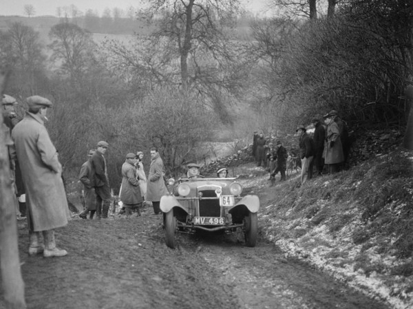 Frazer-Nash Boulogne II of P Lees competing in the Sunbac Colmore Trial, Gloucestershire, 1933. Artist: Bill Brunell.