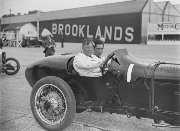 Coppa Florio type Sunbeam of EL Bouts, Surbiton Motor Club race meeting, Brooklands, Surrey, 1928. Artist: Bill Brunell.