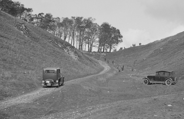 Morris Minor of A Harper competing in the MCC Sporting Trial, Litton Slack, Derbyshire, 1930. Artist: Bill Brunell.