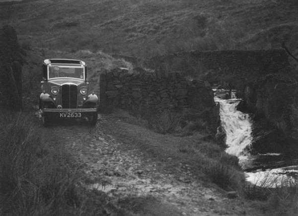 Kitty Brunell road testing a Standard Little Twelve saloon, c1932. Artist: Bill Brunell.