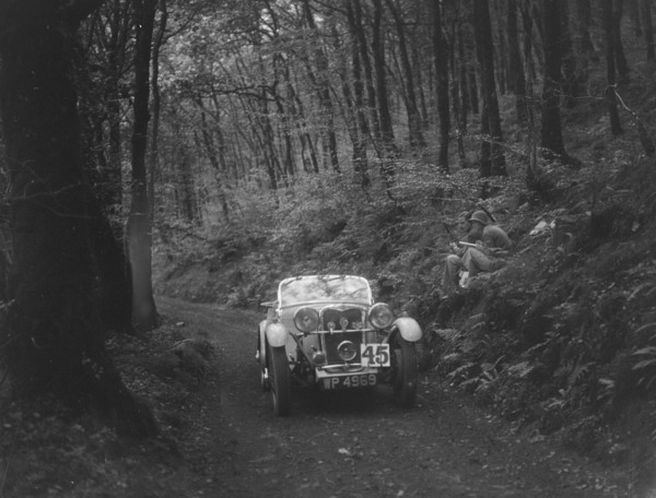 1933 Singer competing in the Mid Surrey AC Barnstaple Trial, 1934. Artist: Bill Brunell.