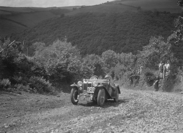 MG PA competing in the Mid Surrey AC Barnstaple Trial, Beggars Roost, Devon, 1934. Artist: Bill Brunell.
