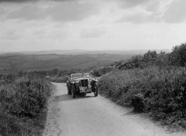 MG TA of JES Jones of the Cream Cracker Team competing in the MCC Torquay Rally, 1938. Artist: Bill Brunell.