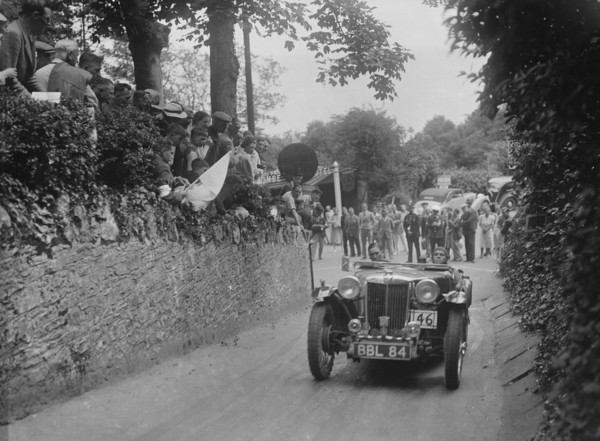 MG TA of Archie Langley of the Three Musketeers team, MCC Torquay Rally, Torbay, Devon, 1938. Artist: Bill Brunell.