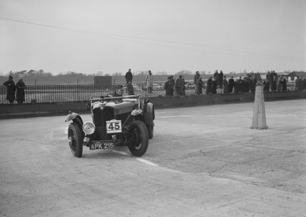 AC 16/66 competing in the JCC Rally, Brooklands, Surrey, 1939. Artist: Bill Brunell.