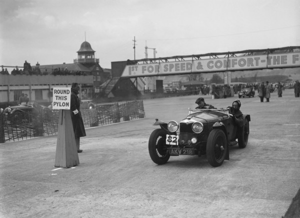 Riley Sprite competing in the JCC Rally, Brooklands, Surrey, 1939. Artist: Bill Brunell.