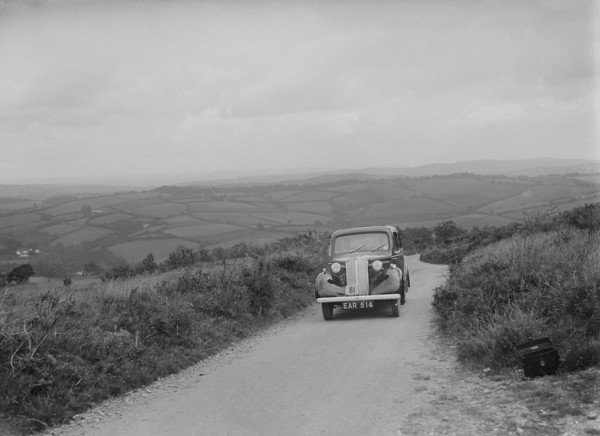 Vauxhall saloon of KFA Walker competing in the MCC Torquay Rally, 1938. Artist: Bill Brunell.