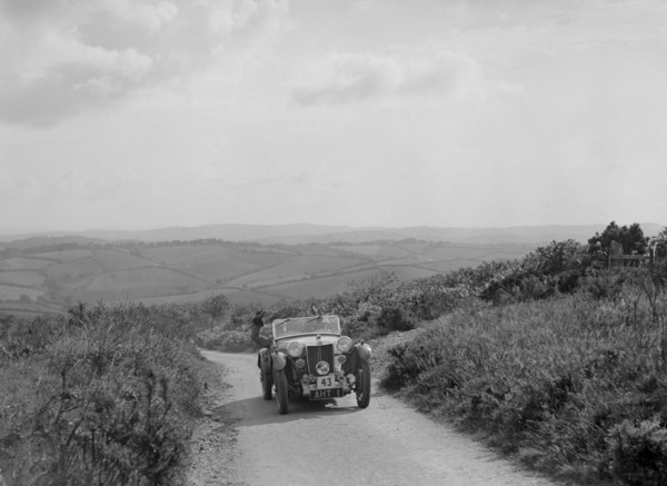 MG PB of EH Goodenough competing in the MCC Torquay Rally, 1938. Artist: Bill Brunell.