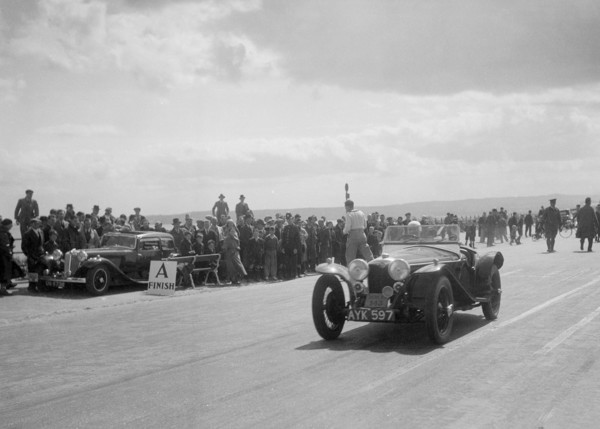 Riley Imp 2-seater of Dorothy Champney competing in the RSAC Scottish Rally, 1934. Artist: Bill Brunell.