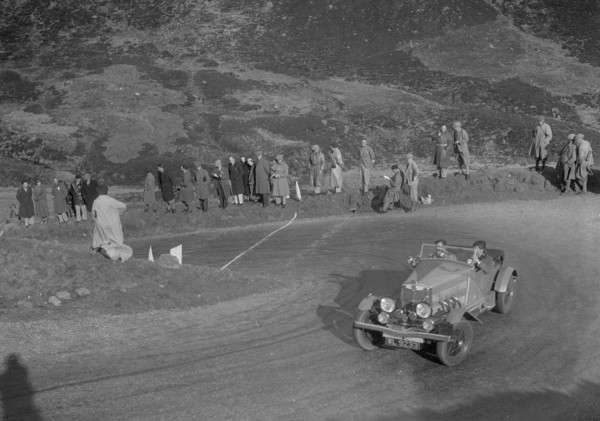 MG 18/80 open 4-seater tourer of GM Cavendish, RSAC Scottish Rally, Devil's Elbow, Glenshee, 1934. Artist: Bill Brunell.