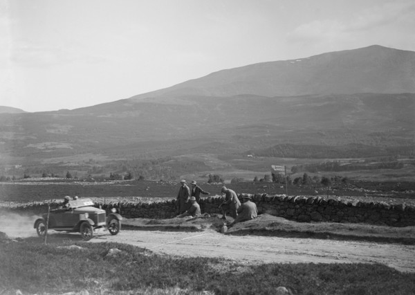 Lagonda open 2-seater of WH Oates competing in the Scottish Light Car Trial, 1922. Artist: Bill Brunell.