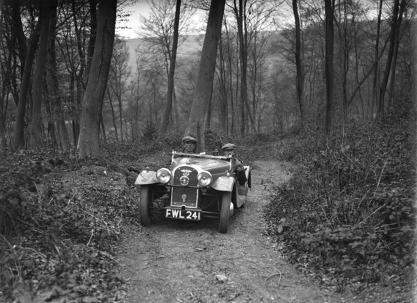 Morgan 4/4 at the Standard Car Owners Club Southern Counties Trial, Hale Wood, Chilterns, 1938. Artist: Bill Brunell.
