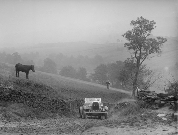 Ford V8 of RKN Clarkson competing in the MCC Sporting Trial, 1935. Artist: Bill Brunell.
