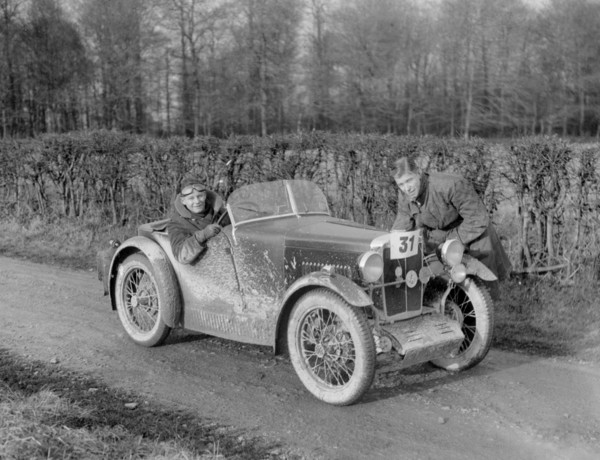 MG M Type competing in the MG Car Club Trial, 1931. Artist: Bill Brunell.
