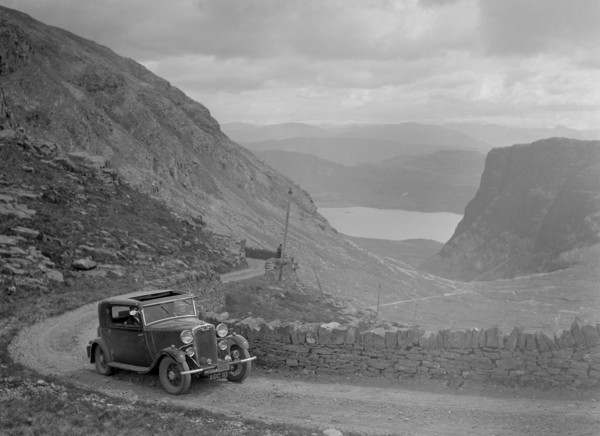 Crossley of Miss VJM Stephenson competing in the RSAC Scottish Rally, 1936 Artist: Bill Brunell.
