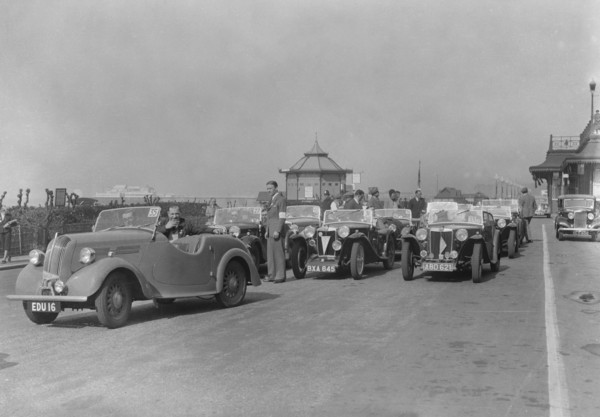 Standard Flying 8 of JB Murrell at the RAC Rally, Madeira Drive, Brighton, 1939. Artist: Bill Brunell.