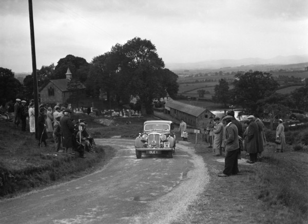Rover saloon of CH Cooper competing in the South Wales Auto Club Welsh Rally, 1937 Artist: Bill Brunell.