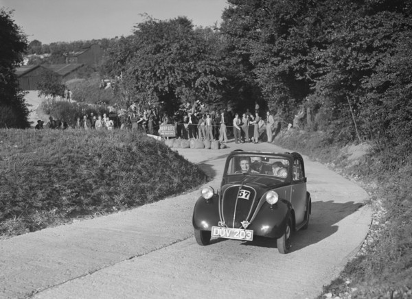 Fiat Topolino of J Eason-Gibson competing in the VSCC Croydon Speed Trials, 1937. Artist: Bill Brunell.