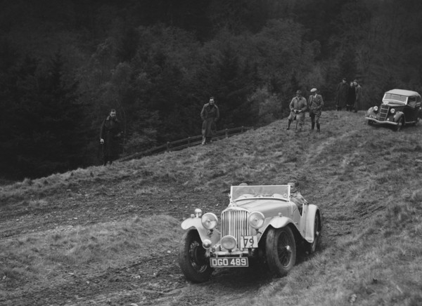 AC of LP Jaques competing in the MCC Edinburgh Trial, Roxburghshire, Scotland, 1938. Artist: Bill Brunell.