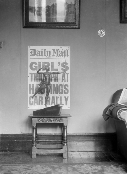 Kitty Brunell's victory in Class 2 at the 1933 RAC Rally. Artist: Bill Brunell.