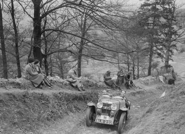 MG J2 of J Sherwell-Cooper competing in the MG Car Club Abingdon Trial/Rally, 1939. Artist: Bill Brunell.