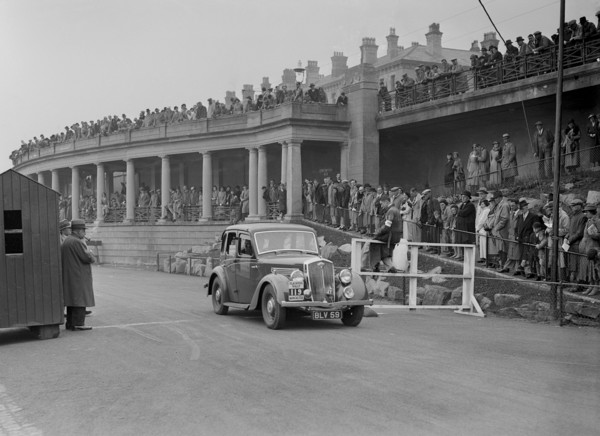 Wolseley of J Malkin competing in the Blackpool Rally, 1936. Artist: Bill Brunell.