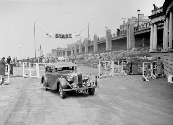 MG SA of GB Hall competing in the Blackpool Rally, 1936. Artist: Bill Brunell.