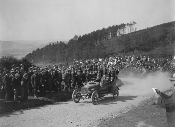Talbot competing in the South Wales Auto Club Caerphilly Hillclimb, Wales, pre 1915.   Artist: Bill Brunell.