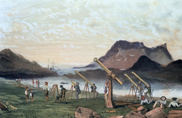 Observing a total solar eclipse, 1851 (1857). Artist: Anon