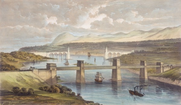 The Britannia Tubular Bridge, Menai Strait, Wales, c1850. Artist: Unknown
