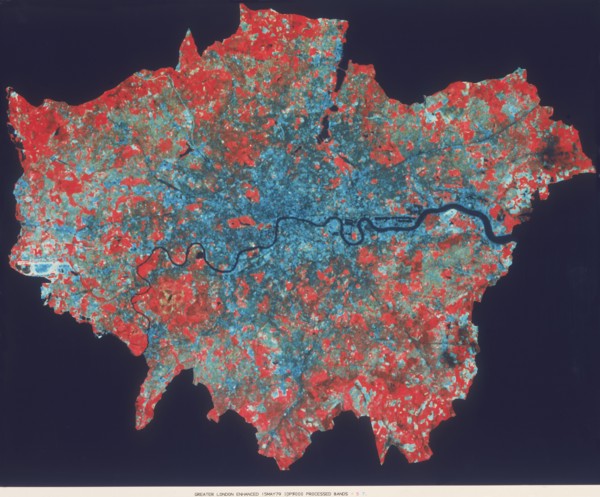 Composite Landsat false colour image of Greater London, 1979. Artist: Unknown