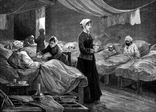 Florence Nightingale in the barrack hospital at Scutari, c1880. Artist: Unknown