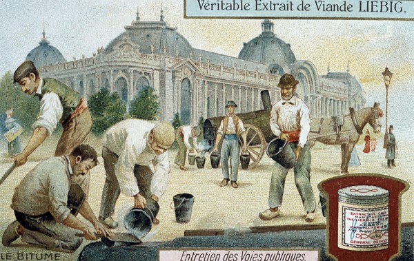Laying bitumen road surface in a Paris street, c1900. Artist: Unknown