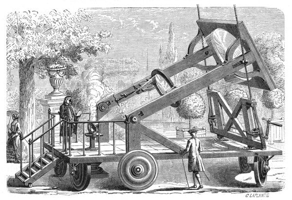 Giant burning glass of the Academie des Sciences, Paris, 18th century, (1874).  Artist: Amedee Guillemin Artist: Unknown