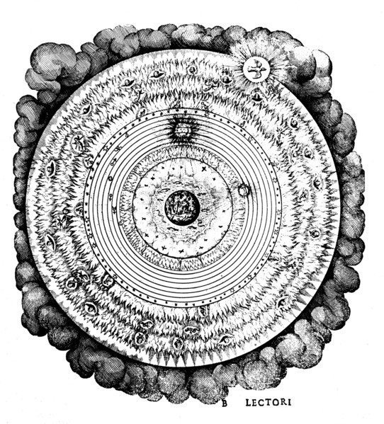 Geocentric or Earth-centred Universe, c1617. Artist: Unknown