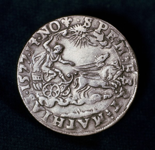 Reverse of a medal commemorating the bright comet of 1577. Artist: Unknown