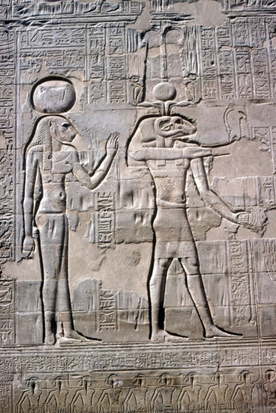 Detail of a relief of Sekhmet and Knum, Temple of Khnum, Ptolemaic & Roman Periods. Artist: Unknown