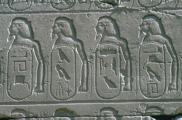 Reliefs showing cartouches of names of captive Near Eastern cities, Temple of Amun, Karnak, Egypt. Artist: Unknown