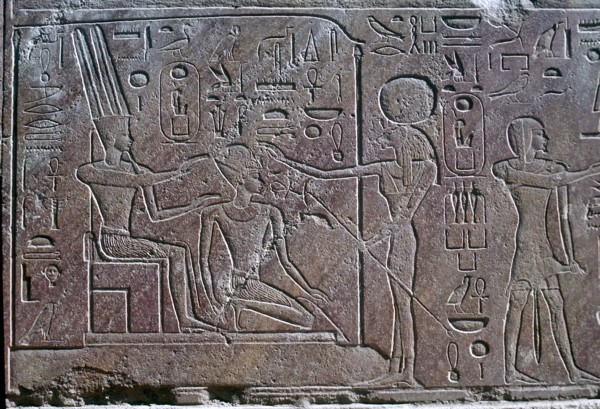 Relief showing Queen Hatshepsut receiving benediction, Temple of Amun, Karnak, Egypt, c1500 BC. Artist: Unknown