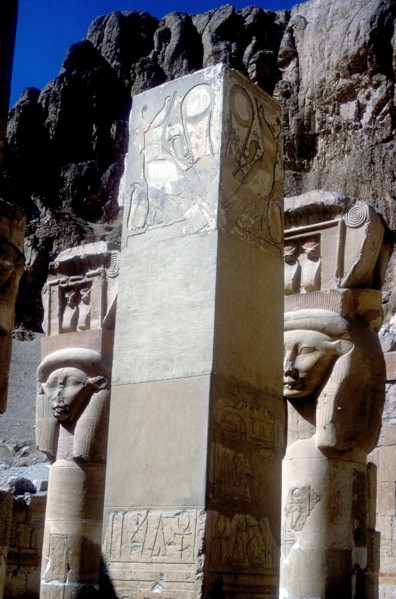 Hathor headed capitals in the Chapel of Hathor, Temple of Hatshepsut, Luxor, Egypt, c15th centuryBC. Artist: Unknown
