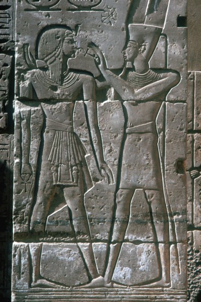 Relief of Rameses III receiving blessing of Amon-Ra, Mortuary Temple, Medinet Habu, 12th centuryBC. Artist: Unknown
