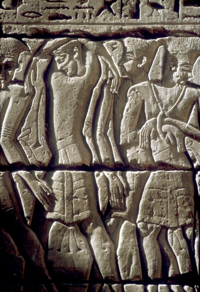 Relief of enemy prisoners, Temple of Rameses III, Medinat Habu, Egypt, c12th century BC. Artist: Unknown