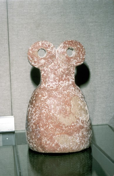 Red terracotta Eye Idol, Tell Brak, N.Syria, Chalcolithic period, 3300 -3000 BC. Artist: Unknown