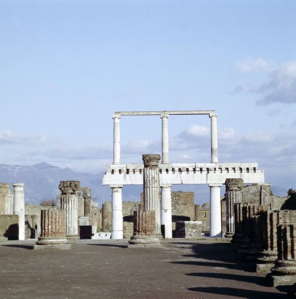 Columns of the Colonnade round the Forumdanc, Pompeii, Italy.  Creator: Unknown.