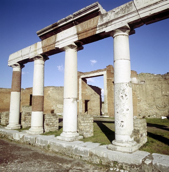 Columns of the Colonnade round the Forum, Pompeii, Italy. Creator: Unknown.