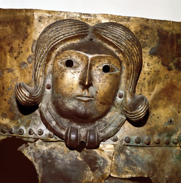 Celtic human head on Bronze cauldron, Rynkeby Bog, Denmark, 4th century BC. Artist: Unknown