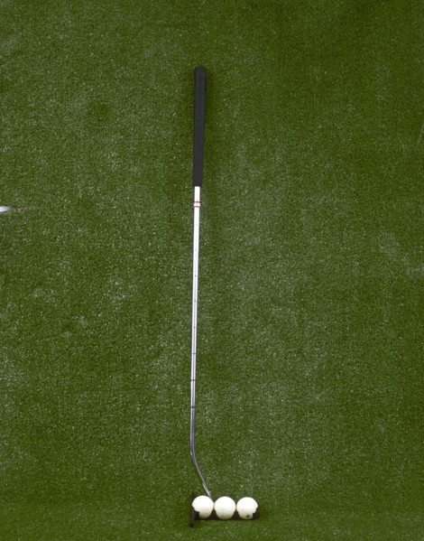 Modern-style golf club and three balls, late 20th century. Artist: Unknown