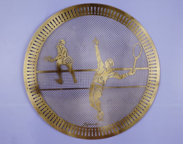 Plate showing a man and a woman playing tennis. Artist: Unknown