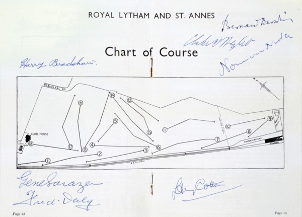 Autographed course chart of Royal Lytham St Annes, c1930s. Artist: Unknown